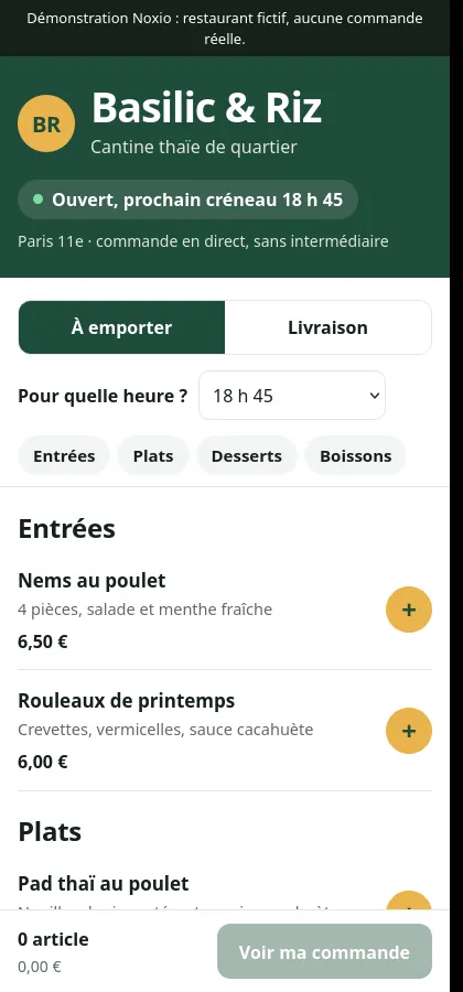 Le même exemple sur téléphone